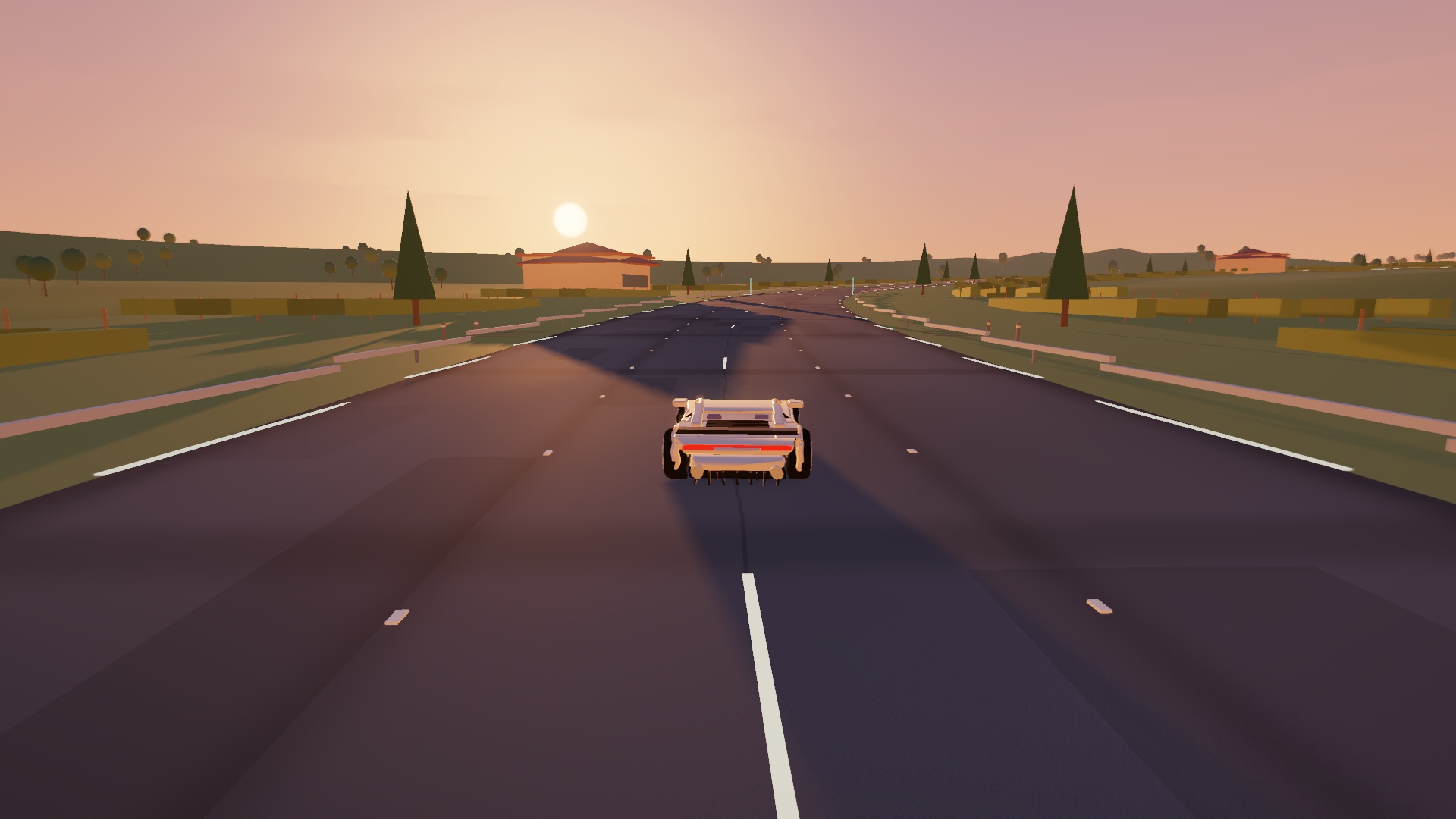 An Aurora driving on Valle d’Oro's vineyard road in warm sunset light
